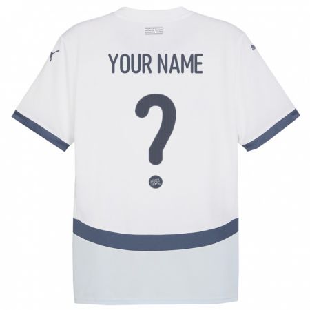 Kandiny Damen Schweiz Ihren Namen #0 Weiß Auswärtstrikot Trikot 24-26 T-Shirt