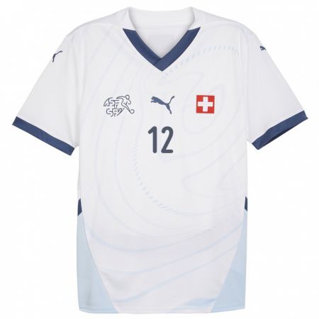 Kandiny Damen Schweiz David Von Ballmoos #12 Weiß Auswärtstrikot Trikot 24-26 T-Shirt