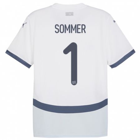 Kandiny Damen Schweiz Yann Sommer #1 Weiß Auswärtstrikot Trikot 24-26 T-Shirt