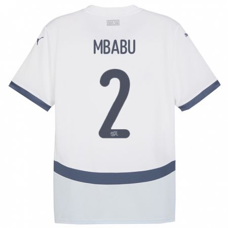Kandiny Damen Schweiz Kevin Mbabu #2 Weiß Auswärtstrikot Trikot 24-26 T-Shirt