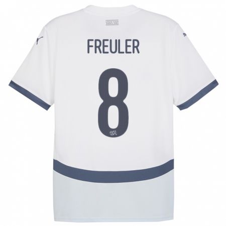 Kandiny Damen Schweiz Remo Freuler #8 Weiß Auswärtstrikot Trikot 24-26 T-Shirt
