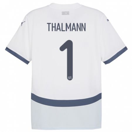 Kandiny Damen Schweiz Gaelle Thalmann #1 Weiß Auswärtstrikot Trikot 24-26 T-Shirt