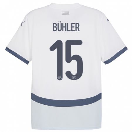 Kandiny Damen Schweiz Luana Buhler #15 Weiß Auswärtstrikot Trikot 24-26 T-Shirt