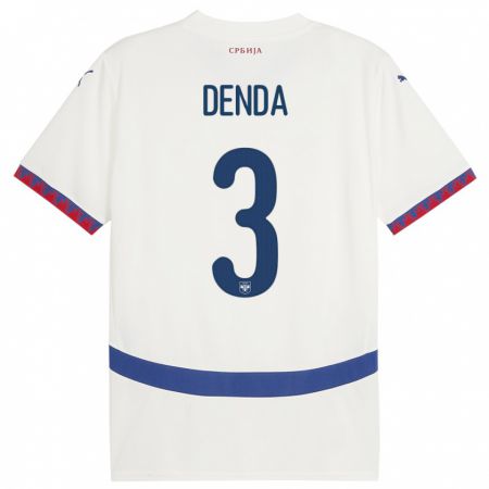 Kandiny Damen Serbien Milica Denda #3 Weiß Auswärtstrikot Trikot 24-26 T-Shirt