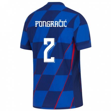 Kandiny Damen Kroatien Marin Pongracic #2 Blau Auswärtstrikot Trikot 24-26 T-Shirt
