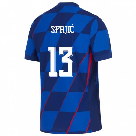 Kandiny Damen Kroatien Helena Spajic #13 Blau Auswärtstrikot Trikot 24-26 T-Shirt
