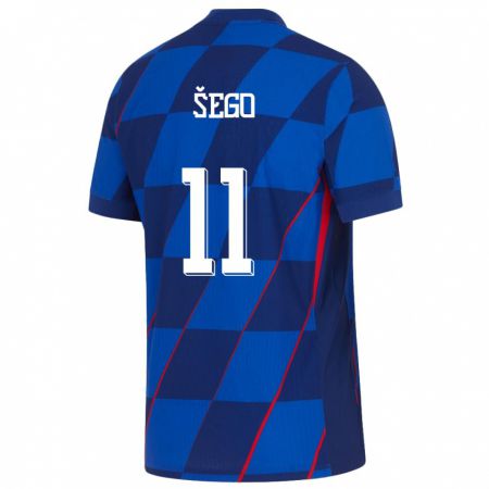 Kandiny Damen Kroatien Michele Sego #11 Blau Auswärtstrikot Trikot 24-26 T-Shirt