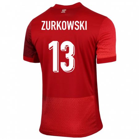 Kandiny Damen Polen Szymon Zurkowski #13 Rot Auswärtstrikot Trikot 24-26 T-Shirt
