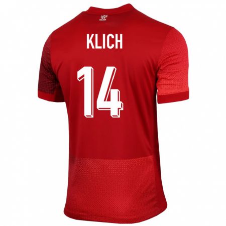 Kandiny Damen Polen Mateusz Klich #14 Rot Auswärtstrikot Trikot 24-26 T-Shirt
