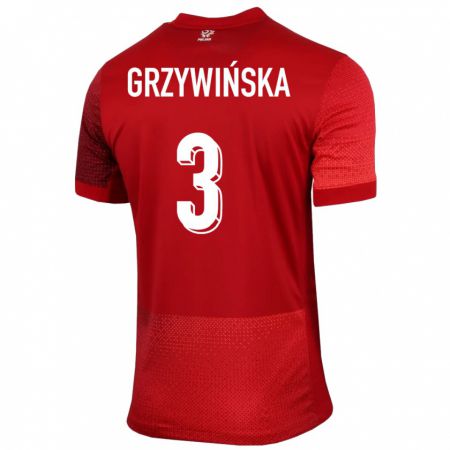 Kandiny Damen Polen Gabriela Grzywinska #3 Rot Auswärtstrikot Trikot 24-26 T-Shirt