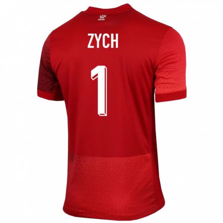 Kandiny Damen Polen Oliwier Zych #1 Rot Auswärtstrikot Trikot 24-26 T-Shirt