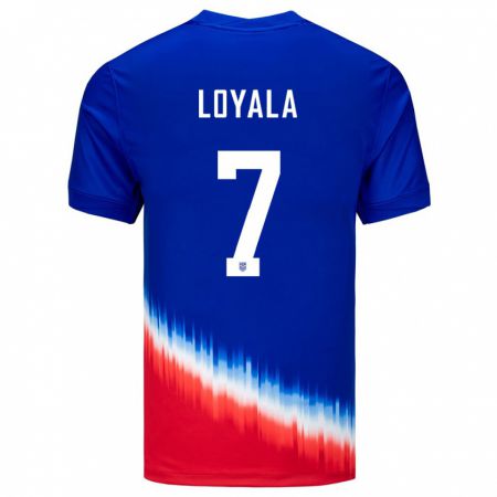 Kandiny Damen Vereinigte Staaten Favian Loyala #7 Blau Auswärtstrikot Trikot 24-26 T-Shirt