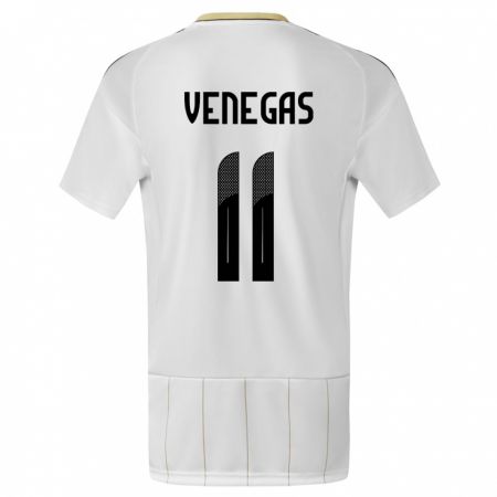 Kandiny Damen Costa Rica Johan Venegas #11 Weiß Auswärtstrikot Trikot 24-26 T-Shirt