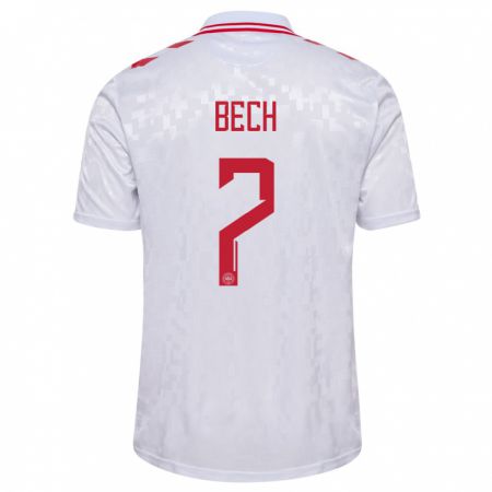 Kandiny Damen Dänemark Tobias Bech #7 Weiß Auswärtstrikot Trikot 24-26 T-Shirt