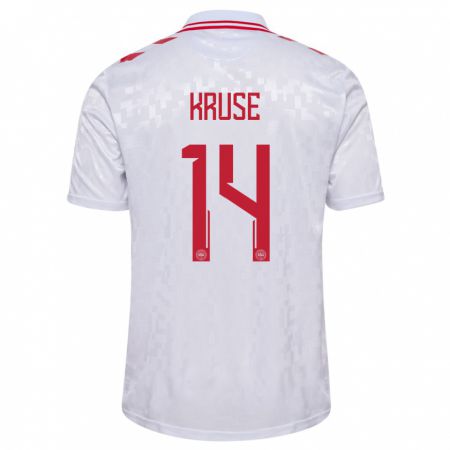 Kandiny Damen Dänemark David Kruse #14 Weiß Auswärtstrikot Trikot 24-26 T-Shirt