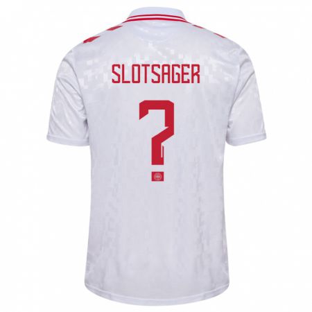 Kandiny Damen Dänemark Tobias Slotsager #0 Weiß Auswärtstrikot Trikot 24-26 T-Shirt