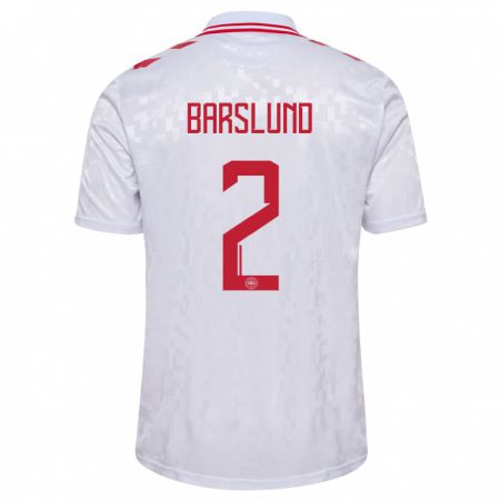 Kandiny Damen Dänemark Kaare Barslund #2 Weiß Auswärtstrikot Trikot 24-26 T-Shirt