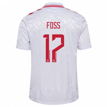 Kandiny Damen Dänemark Jonathan Foss #17 Weiß Auswärtstrikot Trikot 24-26 T-Shirt