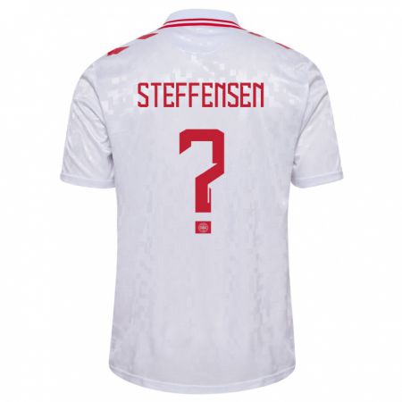 Kandiny Damen Dänemark Mark Steffensen #0 Weiß Auswärtstrikot Trikot 24-26 T-Shirt