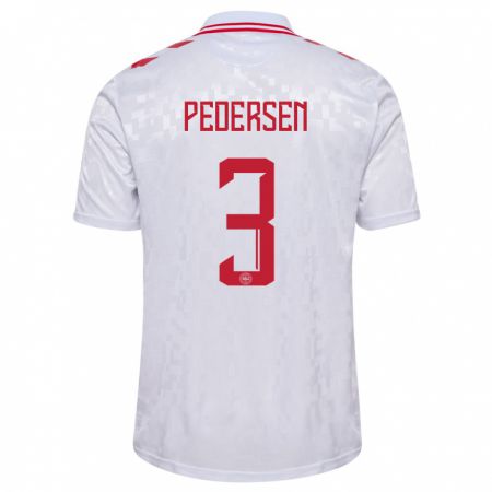 Kandiny Damen Dänemark Stine Ballisager Pedersen #3 Weiß Auswärtstrikot Trikot 24-26 T-Shirt