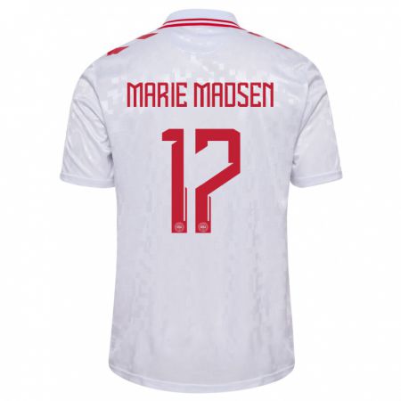 Kandiny Damen Dänemark Rikke Marie Madsen #17 Weiß Auswärtstrikot Trikot 24-26 T-Shirt
