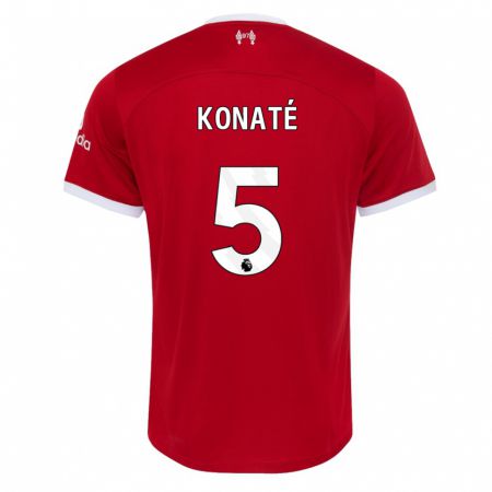 Kandiny Kinder Ibrahima Konaté #5 Rot Heimtrikot Trikot 2023/24 T-Shirt