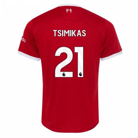 Kandiny Kinder Konstantinos Tsimikas #21 Rot Heimtrikot Trikot 2023/24 T-Shirt