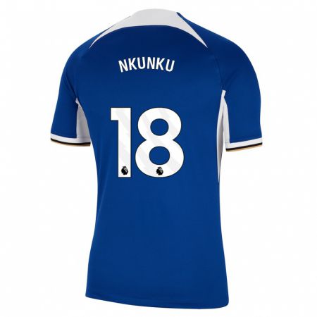 Kandiny Kinder Christopher Nkunku #18 Blau Heimtrikot Trikot 2023/24 T-Shirt