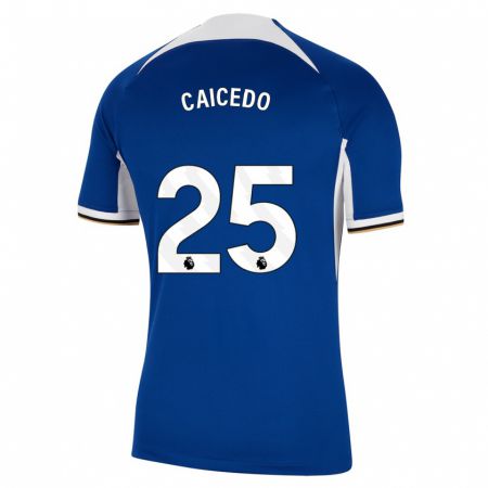 Kandiny Kinder Moisés Caicedo #25 Blau Heimtrikot Trikot 2023/24 T-Shirt