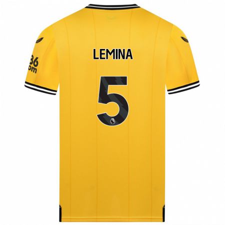 Kandiny Kinder Mario Lemina #5 Gelb Heimtrikot Trikot 2023/24 T-Shirt