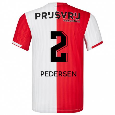 Kandiny Kinder Marcus Pedersen #2 Rot-Weiss Heimtrikot Trikot 2023/24 T-Shirt