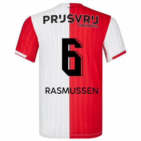 Kandiny Kinder Jacob Rasmussen #6 Rot-Weiss Heimtrikot Trikot 2023/24 T-Shirt