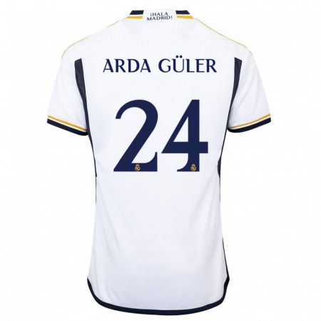 Kandiny Kinder Arda Güler #24 Weiß Heimtrikot Trikot 2023/24 T-Shirt