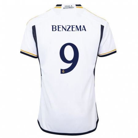 Kandiny Kinder Karim Benzema #9 Weiß Heimtrikot Trikot 2023/24 T-Shirt