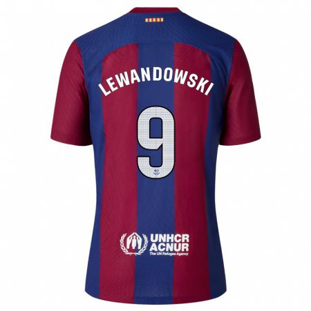 Kandiny Kinder Robert Lewandowski #9 Rot Blau Heimtrikot Trikot 2023/24 T-Shirt