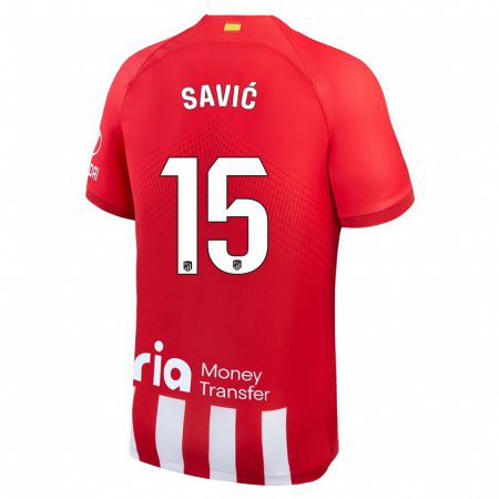 Kandiny Kinder Stefan Savic #15 Rot-Weiss Heimtrikot Trikot 2023/24 T-Shirt