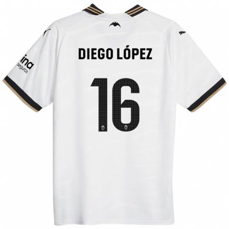 Kandiny Kinder Diego López #16 Weiß Heimtrikot Trikot 2023/24 T-Shirt