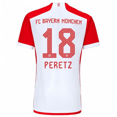 Kandiny Kinder Daniel Peretz #18 Rot-Weiss Heimtrikot Trikot 2023/24 T-Shirt