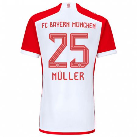 Kandiny Kinder Thomas Müller #25 Rot-Weiss Heimtrikot Trikot 2023/24 T-Shirt
