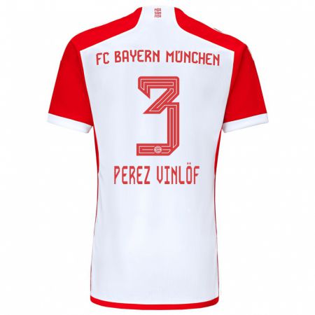 Kandiny Kinder Matteo Perez Vinlöf #3 Rot-Weiss Heimtrikot Trikot 2023/24 T-Shirt