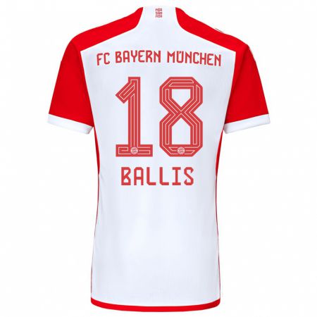 Kandiny Kinder Benjamin Ballis #18 Rot-Weiss Heimtrikot Trikot 2023/24 T-Shirt