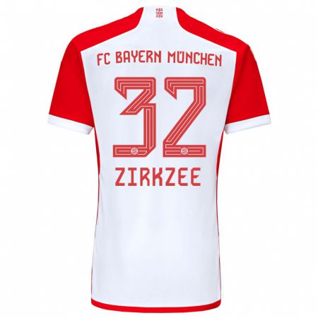 Kandiny Kinder Joshua Zirkzee #32 Rot-Weiss Heimtrikot Trikot 2023/24 T-Shirt