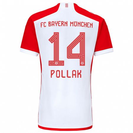 Kandiny Kinder Florian Pollak #14 Rot-Weiss Heimtrikot Trikot 2023/24 T-Shirt