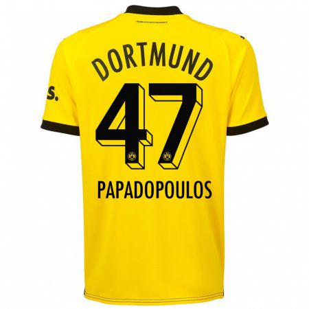 Kandiny Kinder Antonios Papadopoulos #47 Gelb Heimtrikot Trikot 2023/24 T-Shirt