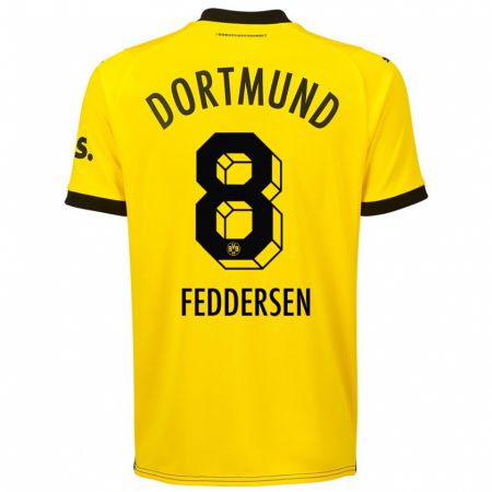 Kandiny Kinder Jonas Feddersen #8 Gelb Heimtrikot Trikot 2023/24 T-Shirt