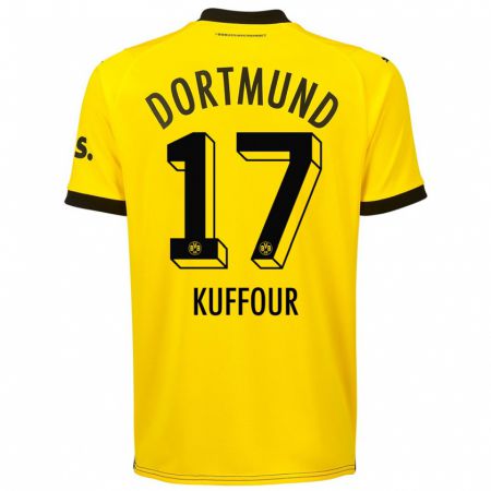 Kandiny Kinder Lloyd-Addo Kuffour #17 Gelb Heimtrikot Trikot 2023/24 T-Shirt