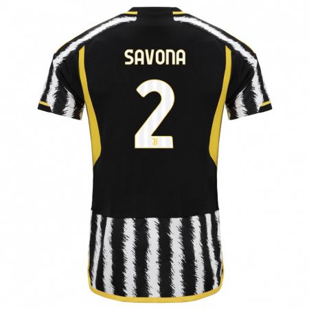 Kandiny Kinder Nicolò Savona #2 Schwarz-Weiss Heimtrikot Trikot 2023/24 T-Shirt