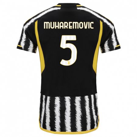 Kandiny Kinder Tarik Muharemovic #5 Schwarz-Weiss Heimtrikot Trikot 2023/24 T-Shirt