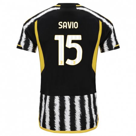 Kandiny Kinder Federico Savio #15 Schwarz-Weiss Heimtrikot Trikot 2023/24 T-Shirt