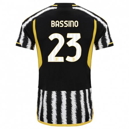 Kandiny Kinder Alessandro Bassino #23 Schwarz-Weiss Heimtrikot Trikot 2023/24 T-Shirt